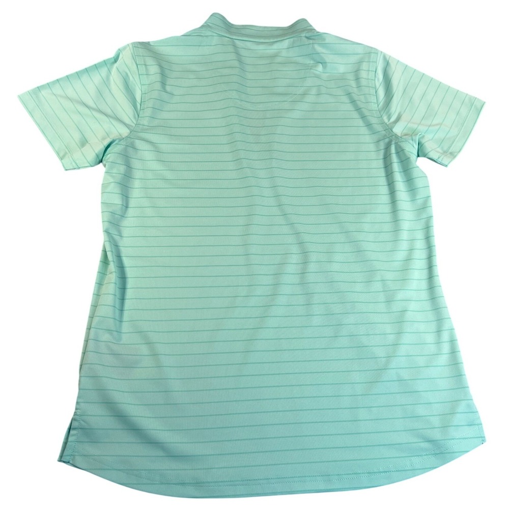 Pebble Beach Performance Womens Polo Shirt Medium Mint Green Striped V-Neck NWT - Picture 2 of 6